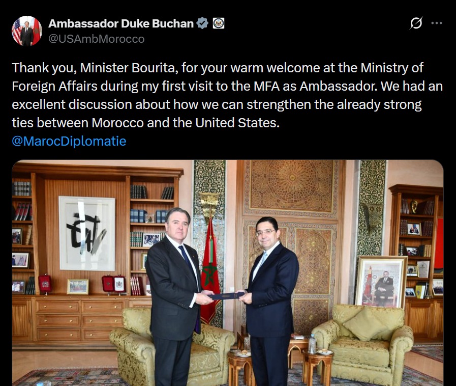 Partenariat Maroc–États-Unis : Bourita s’entretient avec l’ambassadeur Buchan 2 WhatsApp Image 2025 12 03 at 13.36.50
